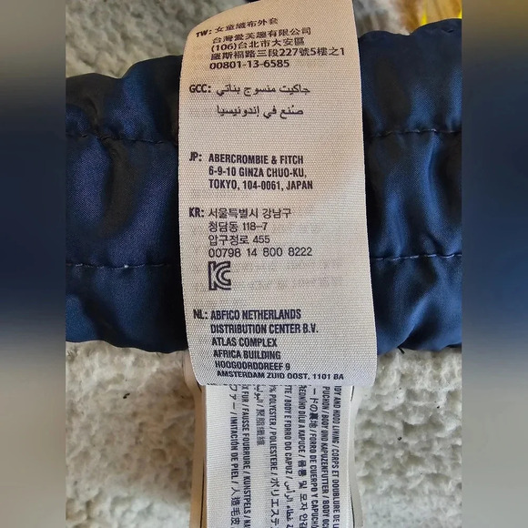 Abercrombie Kids Sherpa Lined  Jacket 11/12 Navy Blue Hooded  Full Zip - Picture 11 of 13